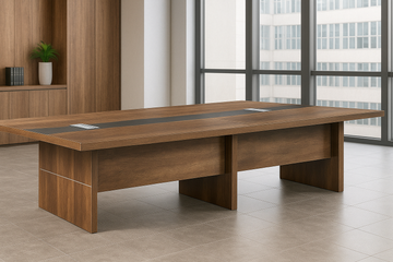 Modern Executive Conference Table – Walnut Finish with Center Cable Management