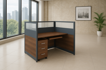 1-Person Wooden Workstation with Storage Drawers