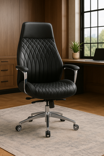 4009A-1 Executive High Back Leather Office Chair – Diamond-Stitch Black