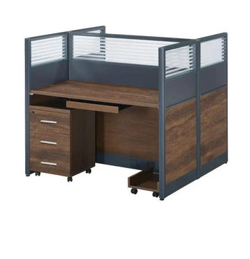 2-Person Wooden Workstation with Storage Drawers