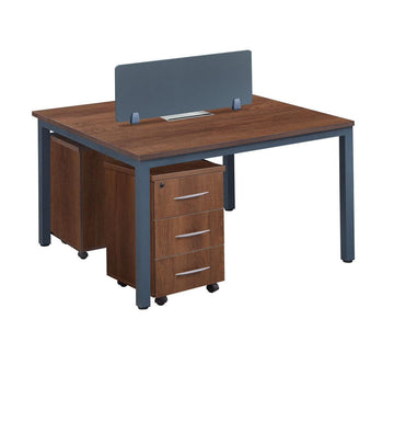 2-Person Wooden Workstation with Drawers