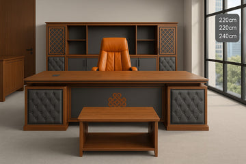 Executive Office Full Set – Desk & Back Cabinet Size 220cm and 240cm