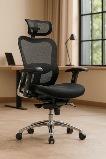 Advanced Ergonomic High Back Office Chair – Mesh Design with Adjustable Headrest (Black)