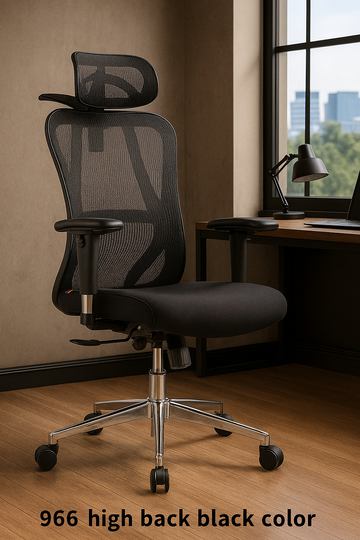 Ergonomic High Back Mesh Office Chair – Model 966 (Black)