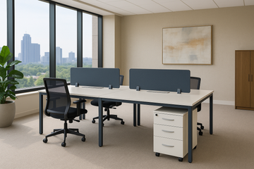 Modern 4-Person Workstation Desk with Storage & Privacy Panels