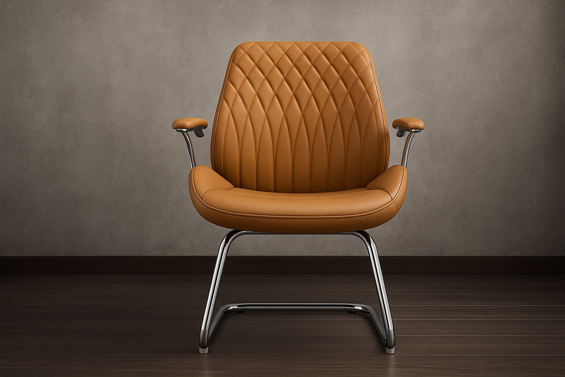 Modern Beige Visitor Chair – Elegant & Comfortable Seating