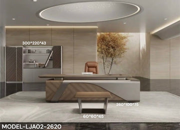 Premium Executive Office Desk Set with Storage Cabinet & Coffee Table – Model LJA02-2620
