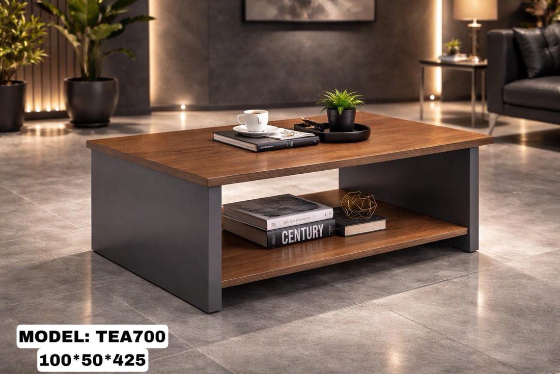 Modern Coffee Table  50 × 50 cm / 100 cm * 50 cm with Open Storage Shelf – Wooden Center Table (Model TEA700)