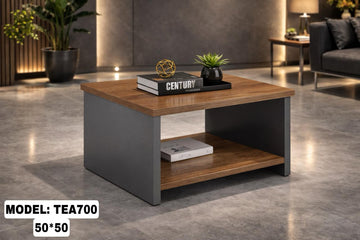 Modern Coffee Table  50 × 50 cm / 100 cm * 50 cm with Open Storage Shelf – Wooden Center Table (Model TEA700)