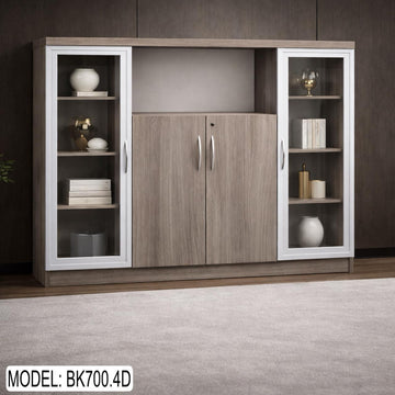 Modern Storage Cabinet with Glass Doors & Shelves – Wooden Display Sideboard (Model BK700.4D)