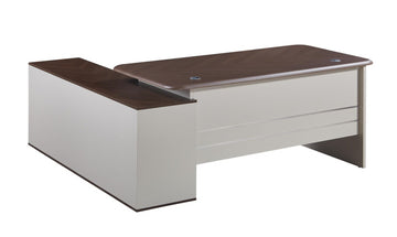 Modern Executive Office Desk with Side Cabinet – Wooden Workstation