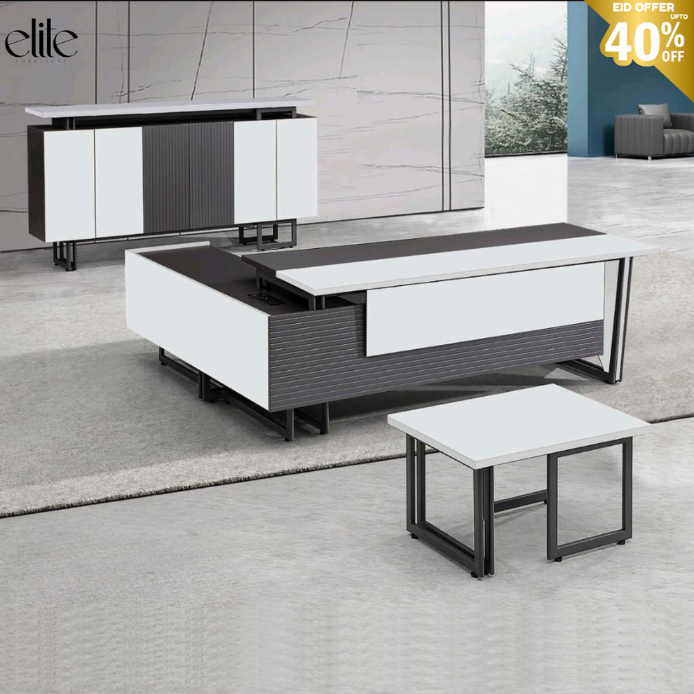 Elite Furniture Modern White Grey Office Reception Set | Executive Sto