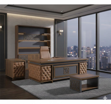 Luxury Office Furniture Set – Desk,Cbinet and coffee Table- Size 220cm and 240cm- without Chair (Free installation and Delivery)