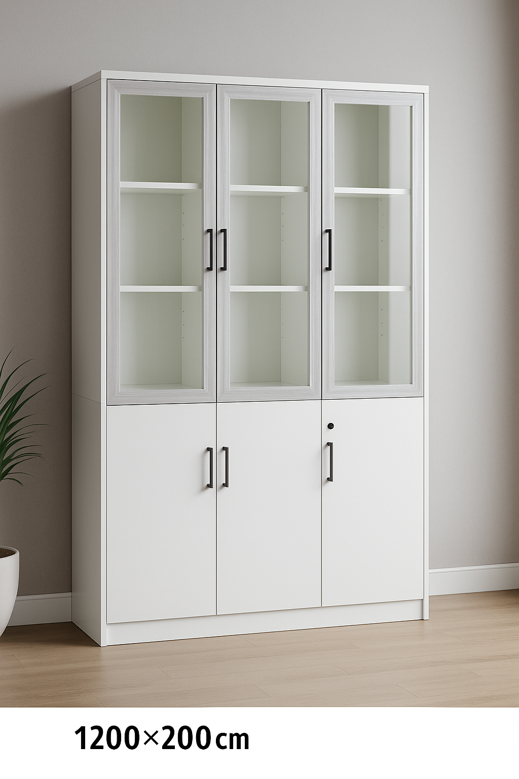 Modern 3-Door White Office Bookcase – BK119-3D