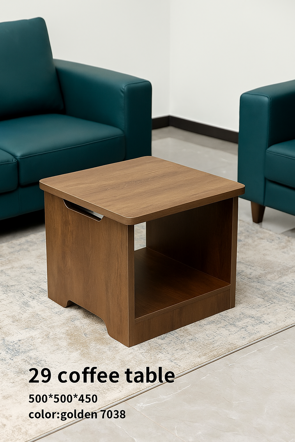 29 Compact Coffee Table – Golden 7038 Finish (500×500×450 mm)