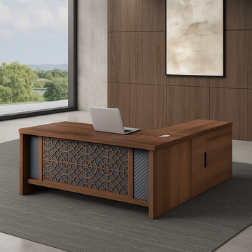 Luxury Large Wooden Office Desk with Side Table 140cm and 160cm and 180cm