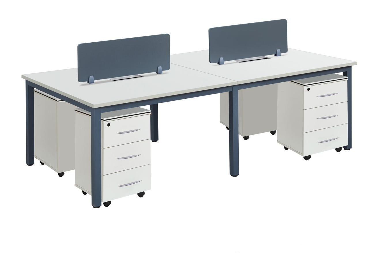 Modern Dual Workstation Desk with Storage & Privacy Panels