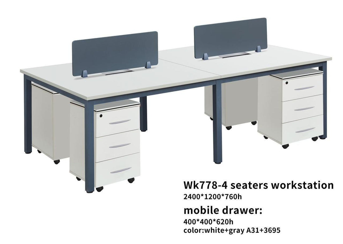 Wk778 Four-Seater Office Workstation – Sleek & Functional Design