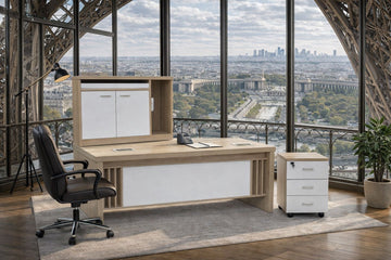 Premium Executive Office Desk – Modern L-Shaped or Suite with Hutch & Locking Storage – Includes FREE Professional Assembly & Shipping – Heavy-Duty Professional Workstation