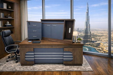 Elite Furniture Premium Executive Series – Modern L-Shaped & Hutch Desk Workstations with Locking Storage – Includes FREE Professional Assembly & Shipping