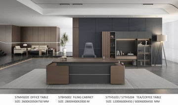 Modern Luxury Executive Office Desk Set with Filing Cabinet – Premium Corporate Workspace