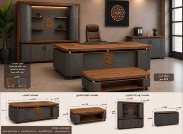 Premium Executive Office Suite with Bookcase, Storage Cabinet & Coffee Table | Free Delivery & Professional Installation