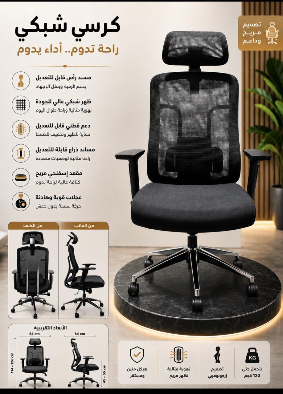 Ergonomic Mesh Office Chair with Adjustable Headrest, Lumbar Support and Padded Seat