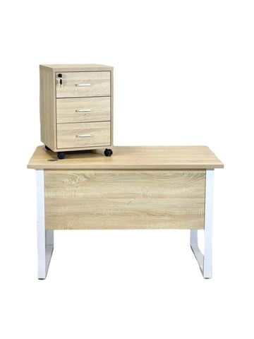Modern Office Desk with 3-Drawer Mobile Filing Cabinet – 100 cm & 120 cm