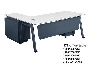 Modern Executive Office Desk with Mobile Storage Cabinet – Multiple Sizes