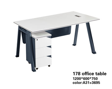 120cm Modern Office Desk with 3-Drawer Mobile Cabinet