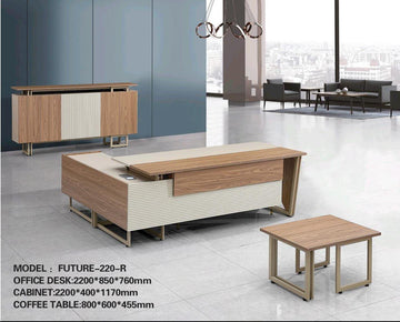 Modern Executive Office Furniture Set – 220 cm Desk, Cabinet & Coffee Table