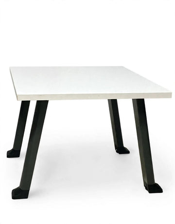 Modern White Dining Table with Black Angled Legs