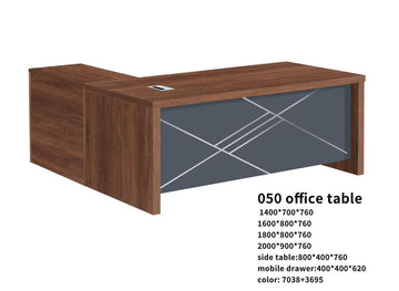 Model 050 Executive Office Table – Light Oak with White Geometric Front