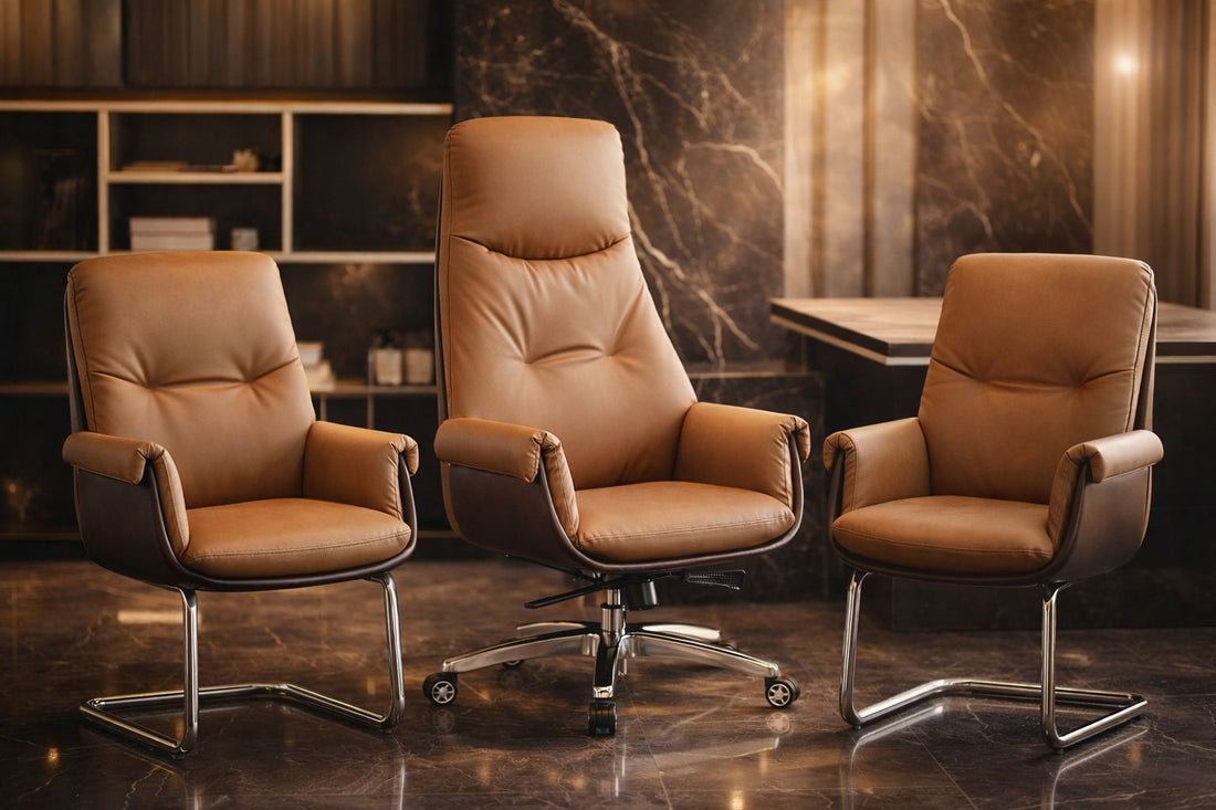 Ergonomic Executive Office Chair with Lumbar Support, Adjustable Height, Padded Armrests & Swivel Wheels – Luxury Leather Office Desk Chair for Home & Office