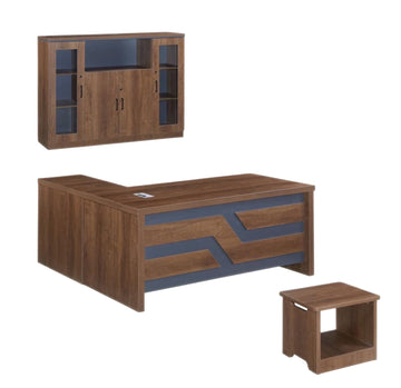 Modern 200 cm Office Furniture Set with Desk, Cabinet & Side Table