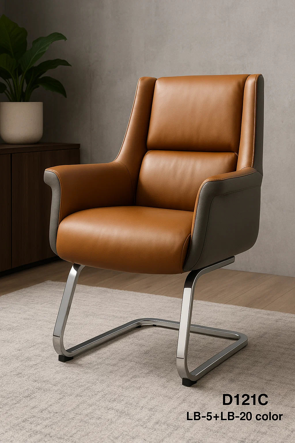 Ergonomic Leather Office Visitor Chair – Model D121C (LB-5 + LB-20)
