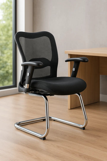 ErgoMesh Visitor Chair – Sleek Black Mesh Office Seating