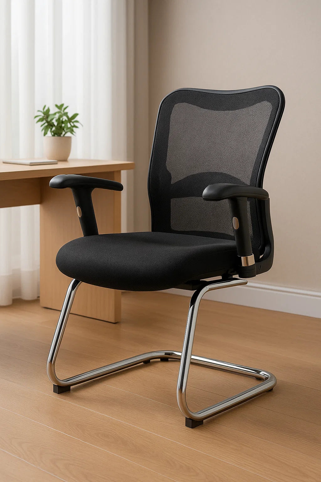 ErgoMesh Visitor Chair – Sleek Black Mesh Office Seating